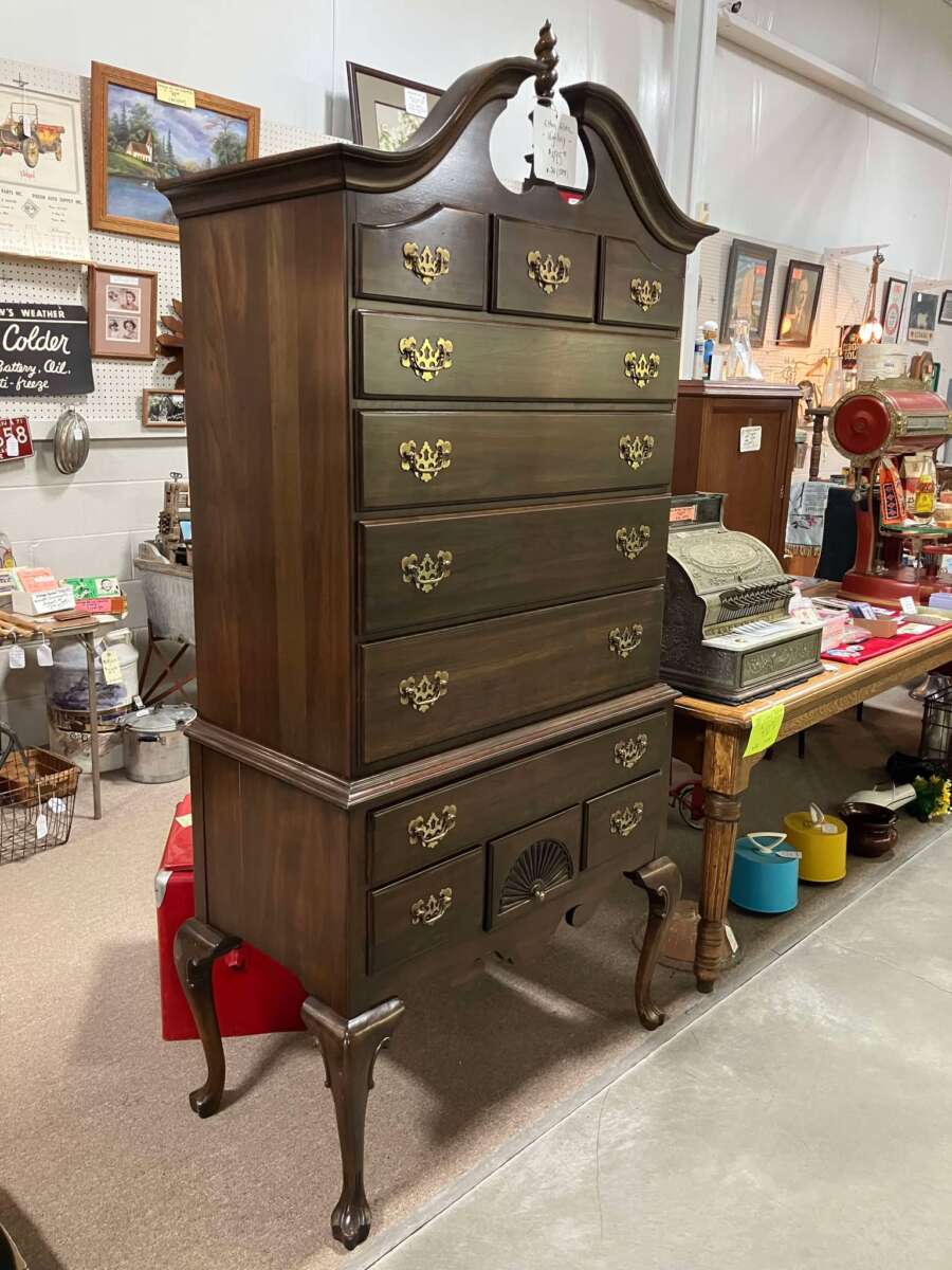 $325 Red & Ochre grain painted blanket chest by #26 D&D